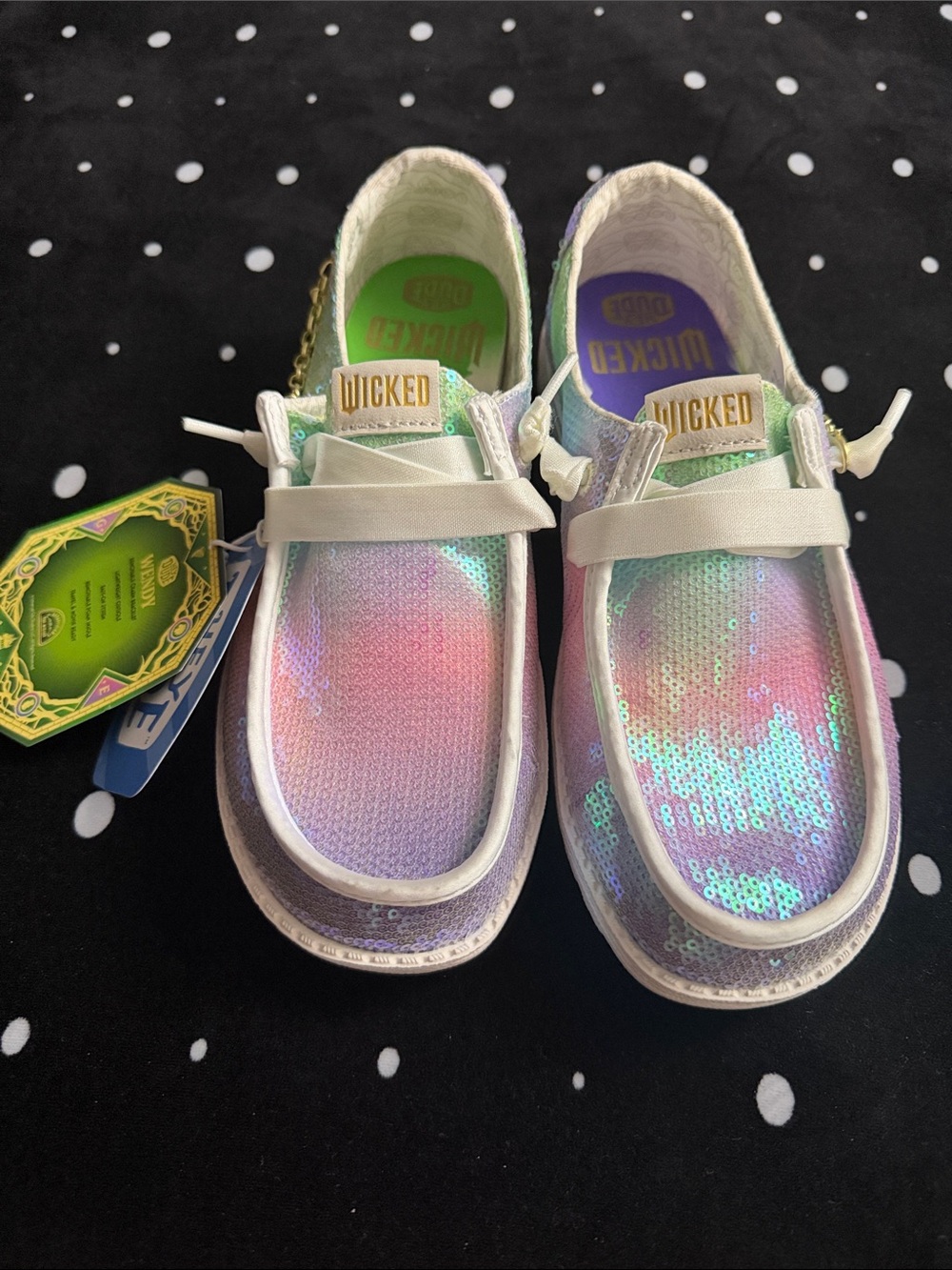 Hey Dude Wicked Iridescent Sequin Sneakers in Pink, Purple & Mint